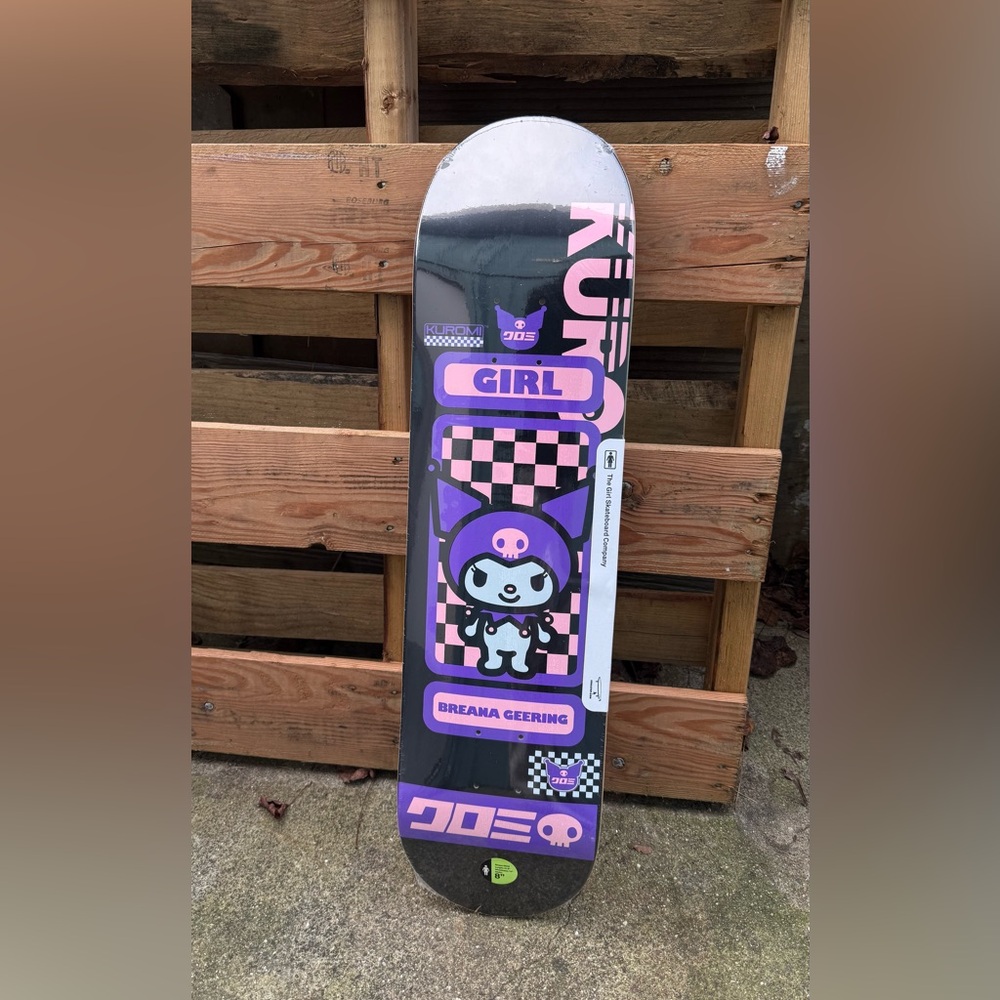 NEW SEALED Girl X Sanrio Breana Geering Kuromi Skateboard Deck 8.0 with Stickers